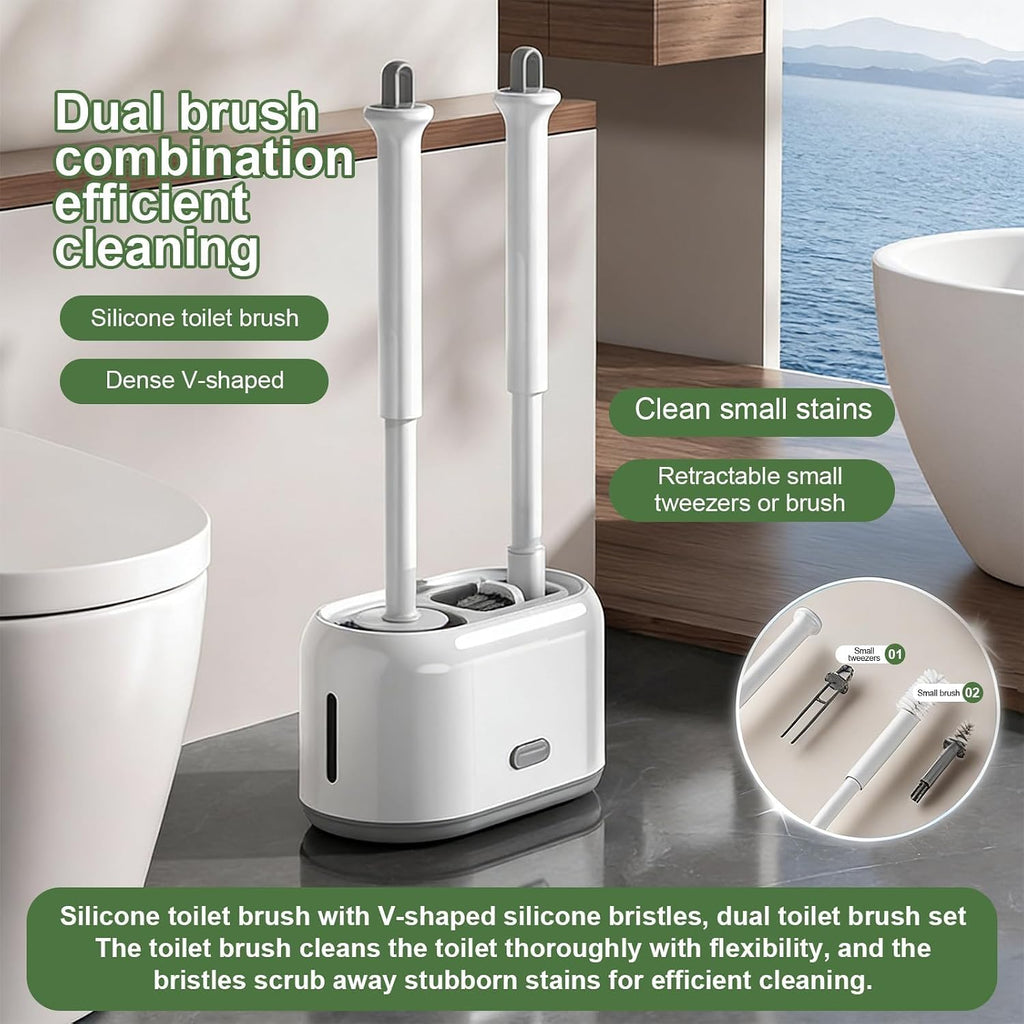 ROOM127 Wall-Mounted 2-in-1 Toilet Brush Set with Holder and Crevice Brush