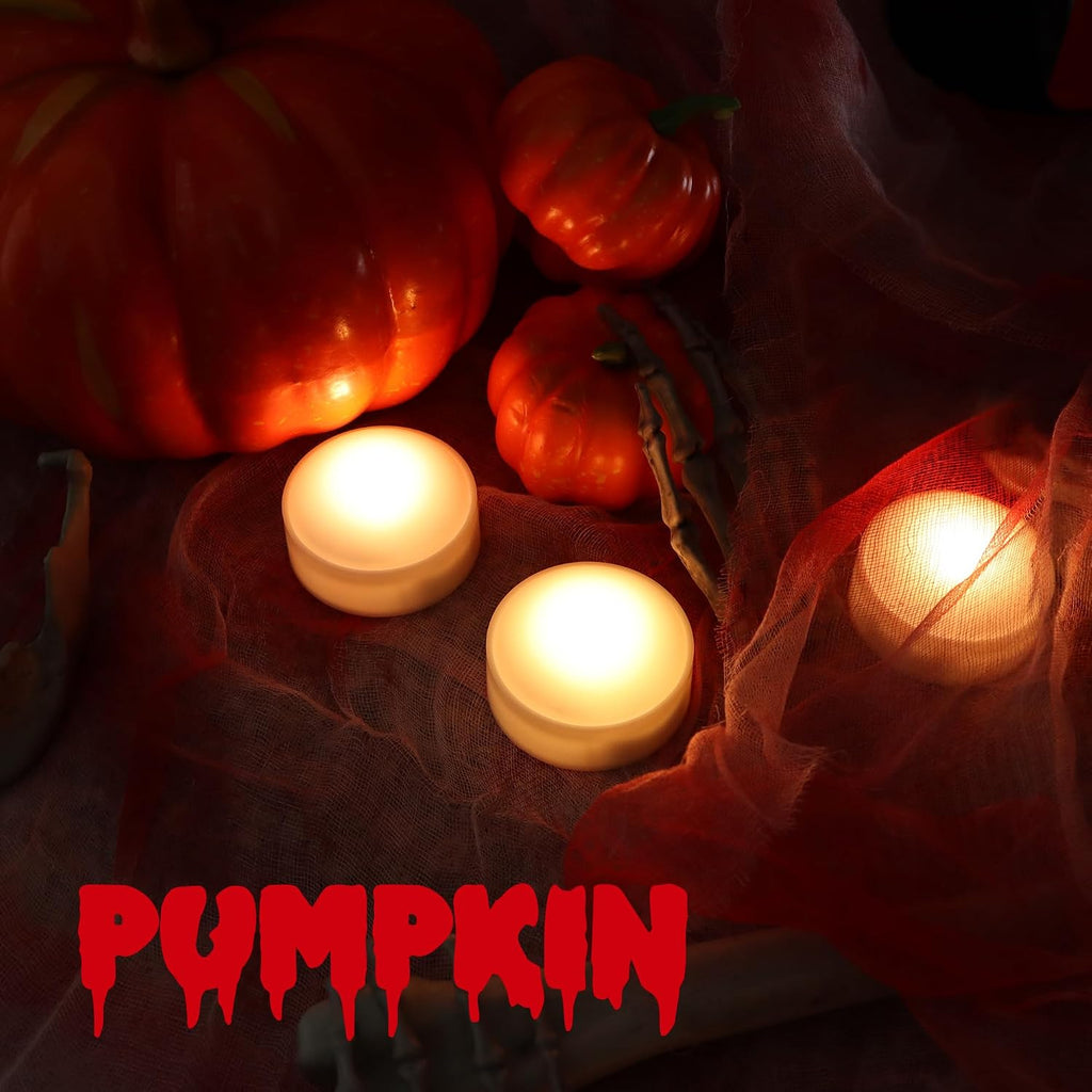 Halloween Pumpkin Battery Operated Flameless LED Candles w Remote, White