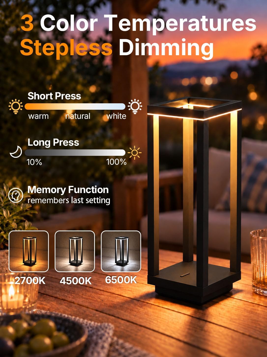 2Pack Cordless Table Lamp Rechargeable, 10" Portable Table Light