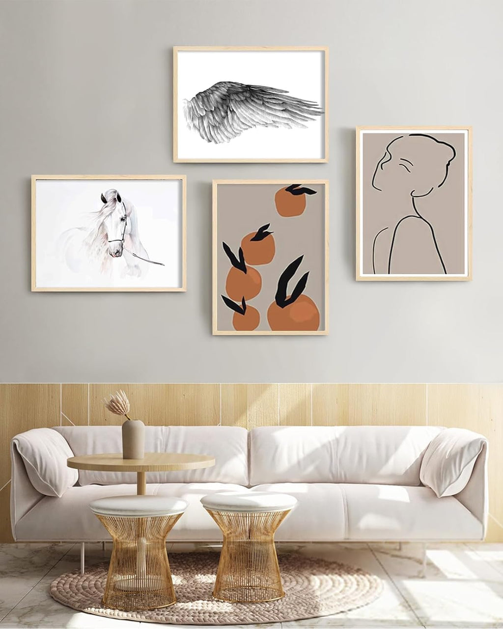KINLINK 12x16 Picture Frames Natural Oak Wood Frames Set of 4