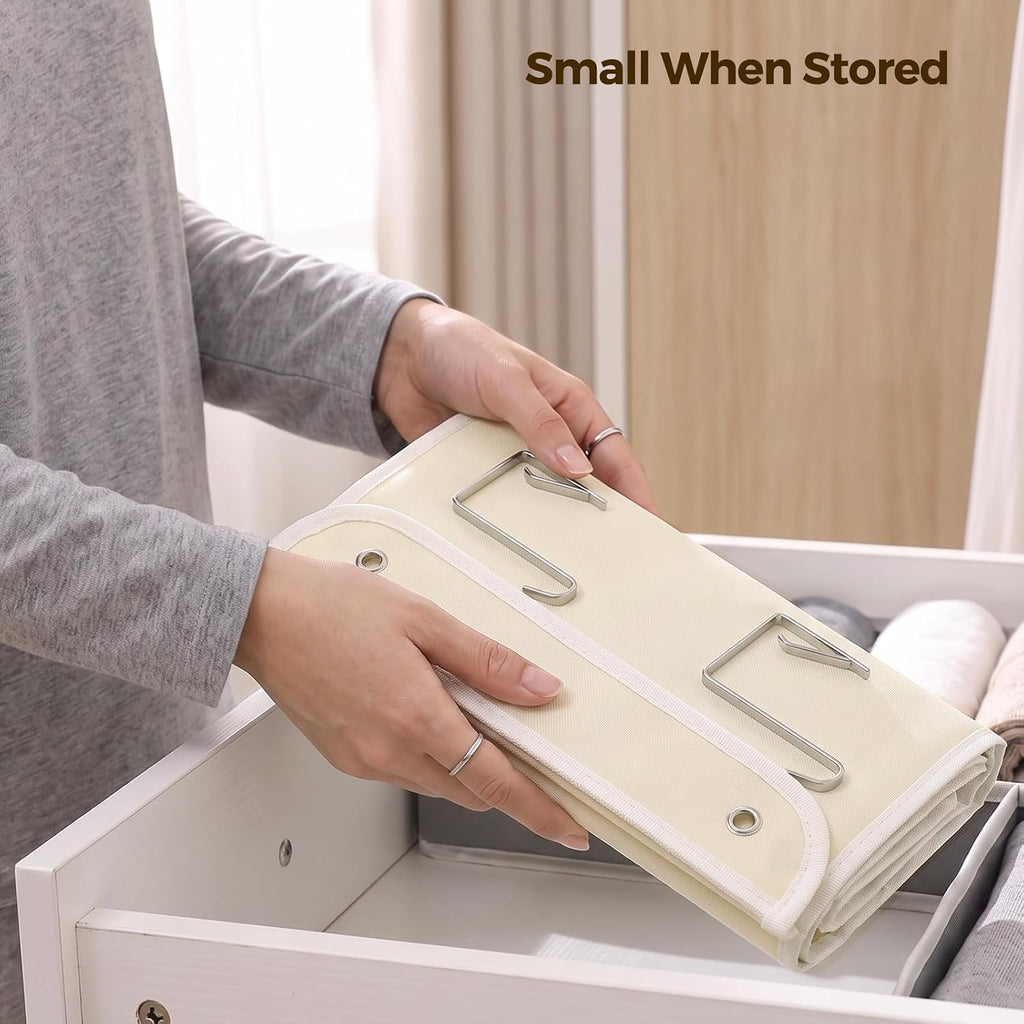 LAMU Over the Door Organizer, Large Capacity Behind the Door Storage with Clear PVC Windows, Back to School Supplies, Stuffed Animal Storage for Dorm Closet Nursery Bathroom Pantry, 4 Tier Cream White