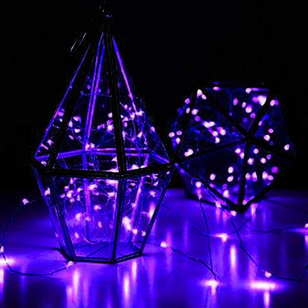 VOOKRY 8 Pack 30 Led Fairy Lights Battery Operated String Lights - 10 ft Purple Waterproof Silver Wire Starry Firefly Moon Lights for DIY Wedding Party Table Centerpieces Bedroom Halloween Christmas