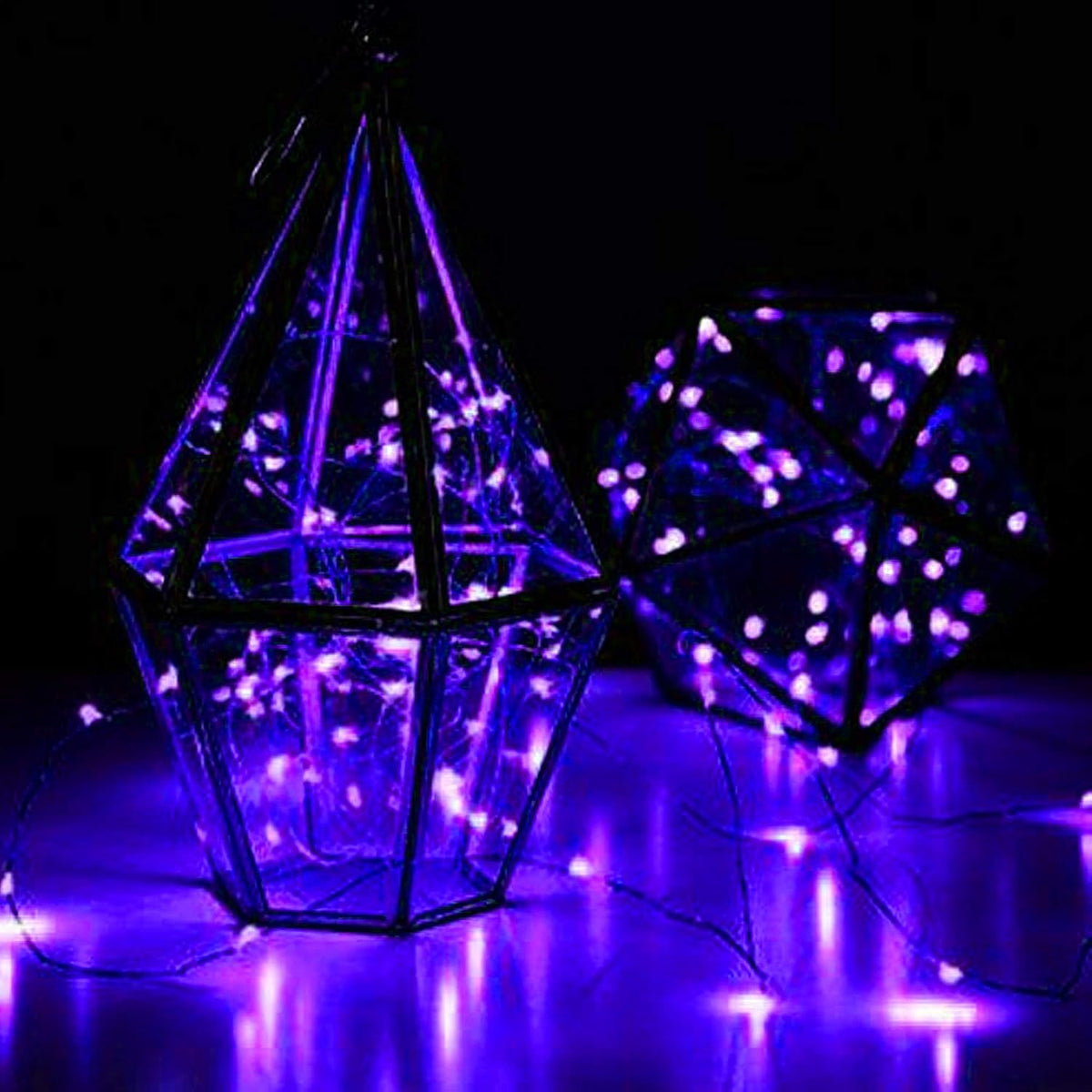 VOOKRY 8 Pack 30 Led Fairy Lights Battery Operated String Lights - 10 ft Purple Waterproof Silver Wire Starry Firefly Moon Lights for DIY Wedding Party Table Centerpieces Bedroom Halloween Christmas