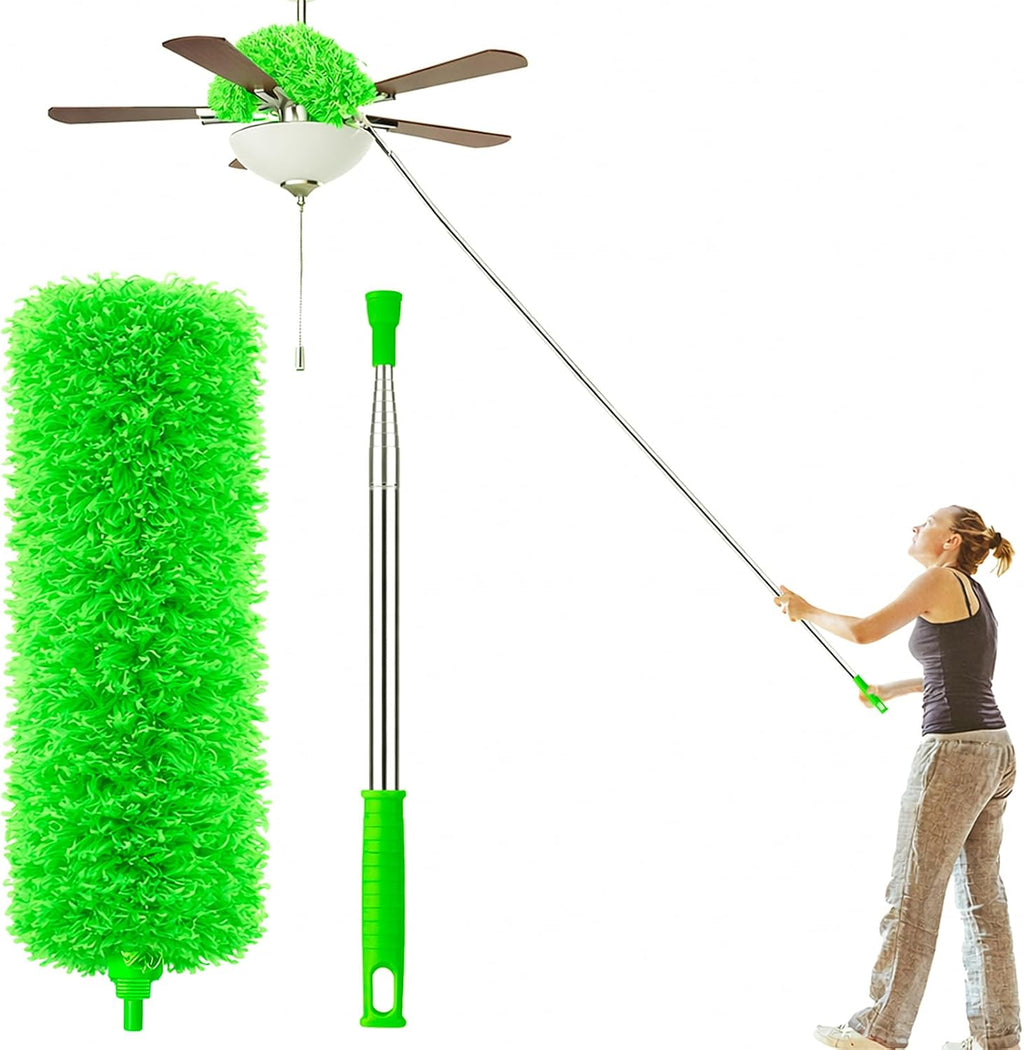 AZUN Microfiber Duster for Ceiling Fans, 30-100 in Telescoping Pole, Green