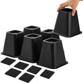 6 Pack Large Bed Furniture Risers, 6 inch Heavy Duty Couch Lift Risers for Sofa, Chair, Cabinet, Desk, High, Durable ABS Plastic, Premium Quality, Supports up to 2200 lbs, Black