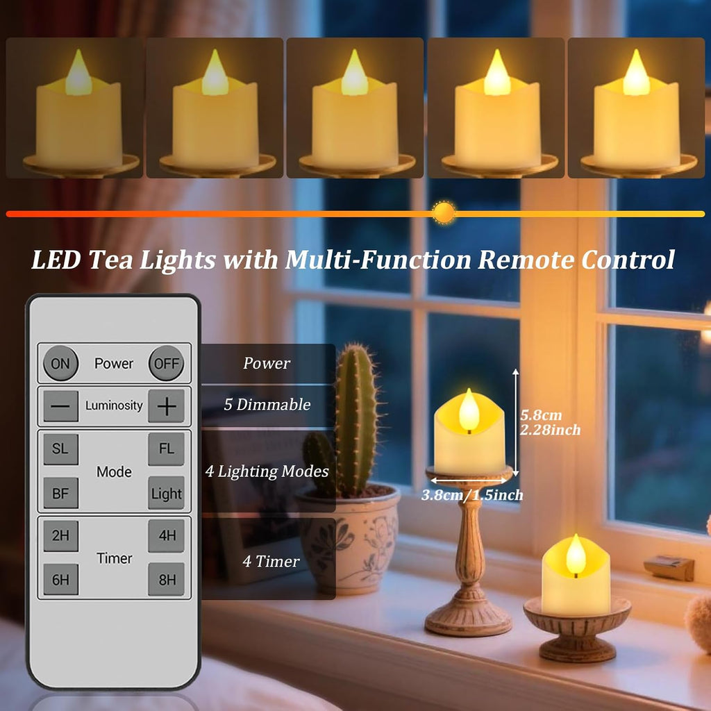 Ymenow Rechargeable Candles with Charging Base, 6pcs with Remote & Timer