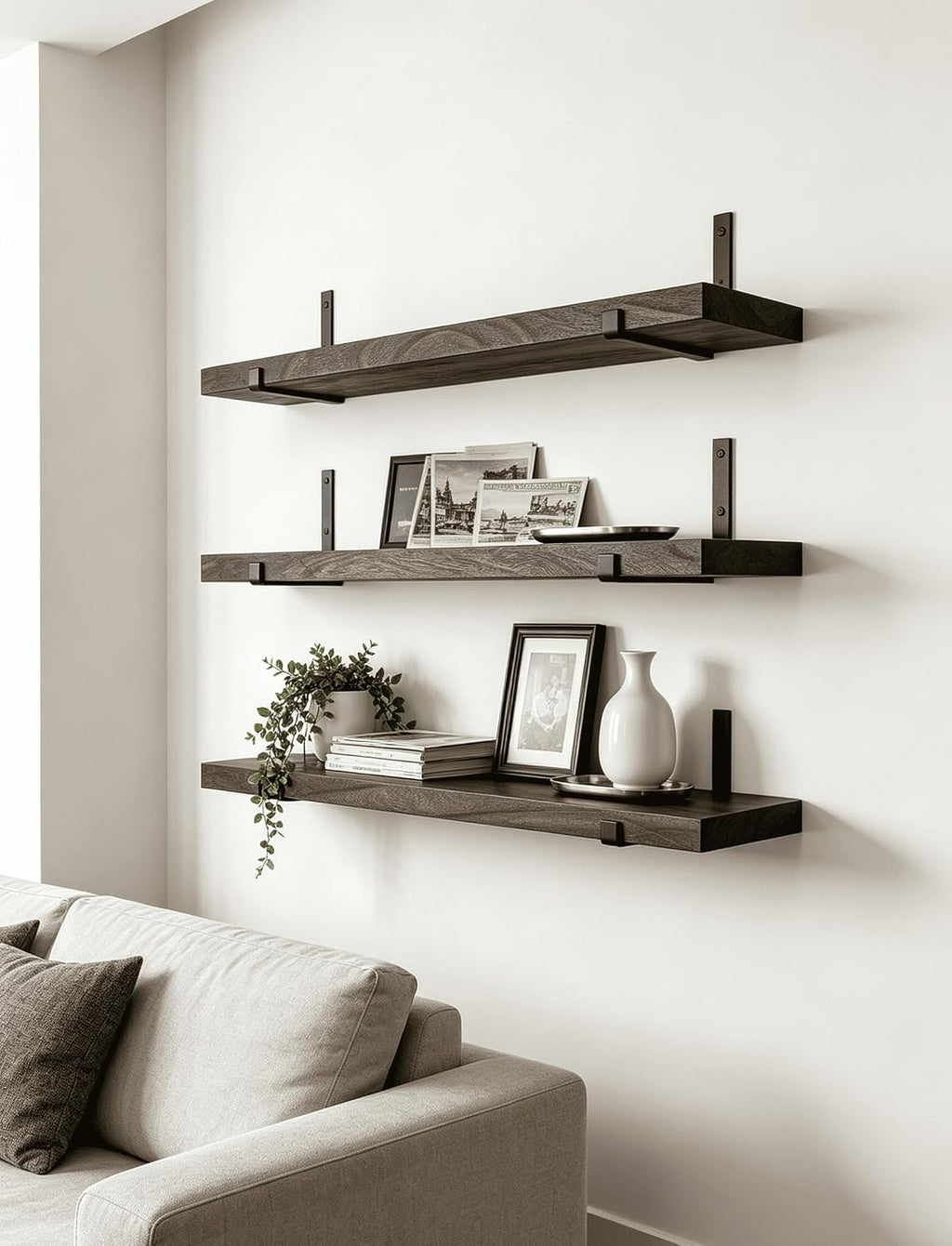 Rustic Wood Floating Shelves Farmhouse Wooden Wall Shelves for Bathroom Bedroom Living Room Kitchen Office Set of 4 Brown 24 Inch