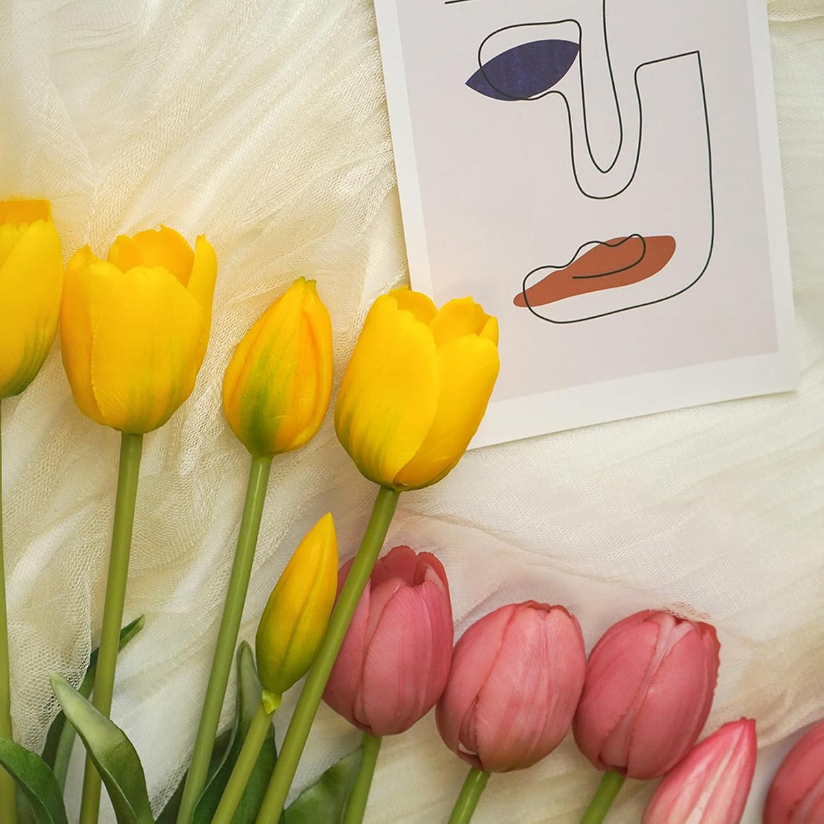 10 Pcs Fake Tulips Tulips Artificial Flowers(Yellow)