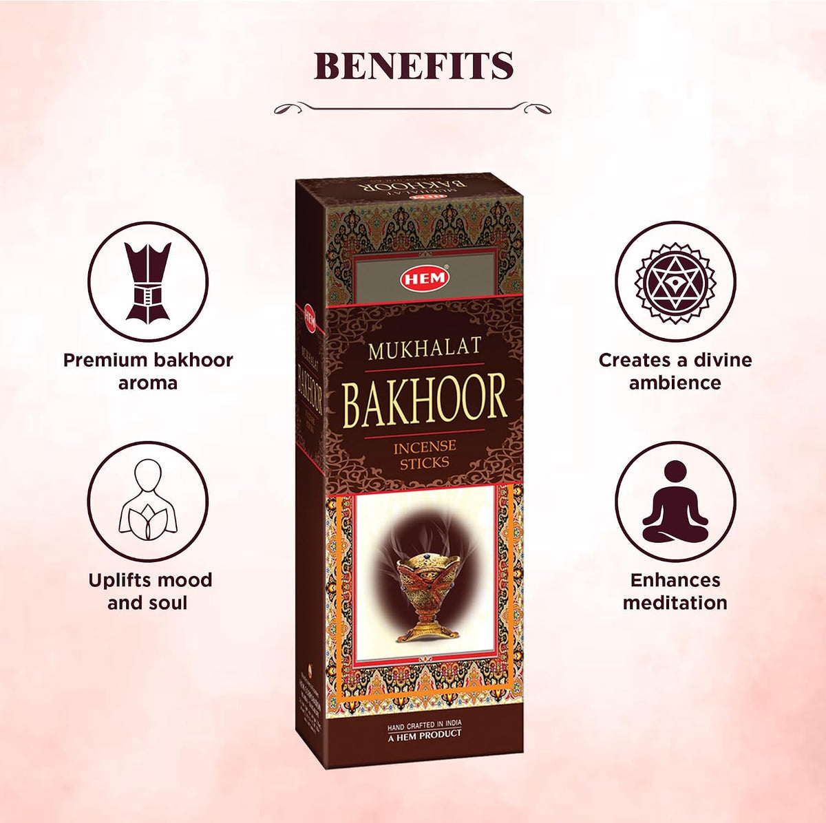 Hem Mukhalat Bakhoor Incense Sticks (120 Sticks, 6 Boxes Inside) - 9 Inches Long, 20g per Box - Perfect for Meditation, Relaxation, Or Simply to Create A Soothing Ambiance.