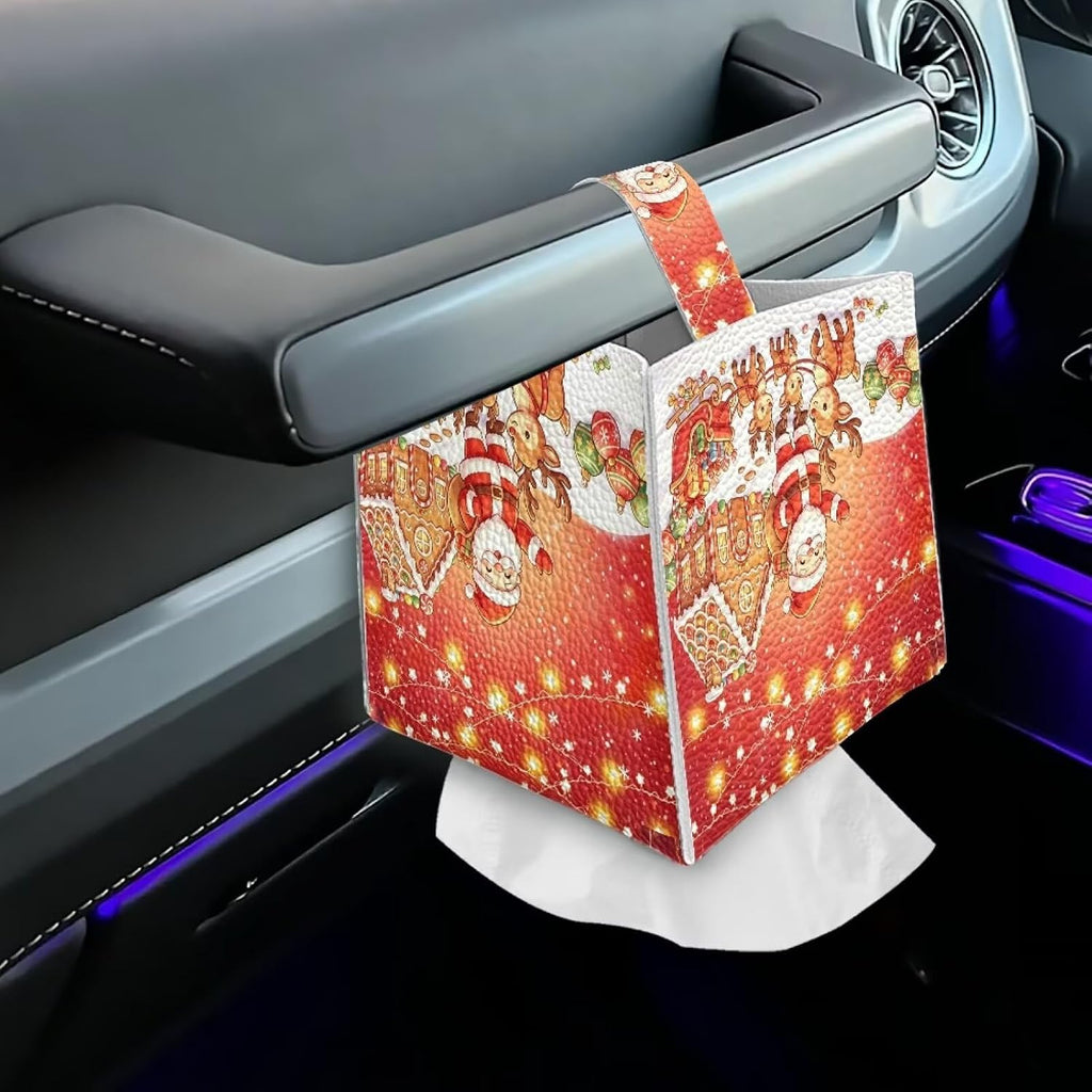 Tissue Box Cover Decorative Square Tissue Holder Santa Claus Deer