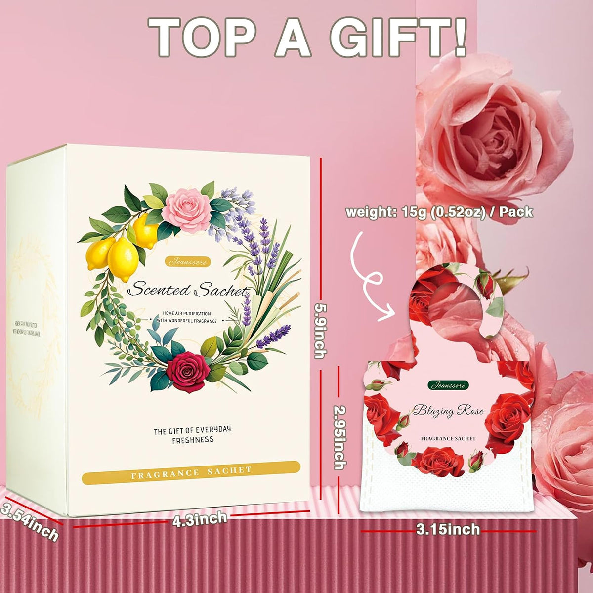 15 Packs Scented Sachets for Drawers and Closets, Hanging Closet Freshener