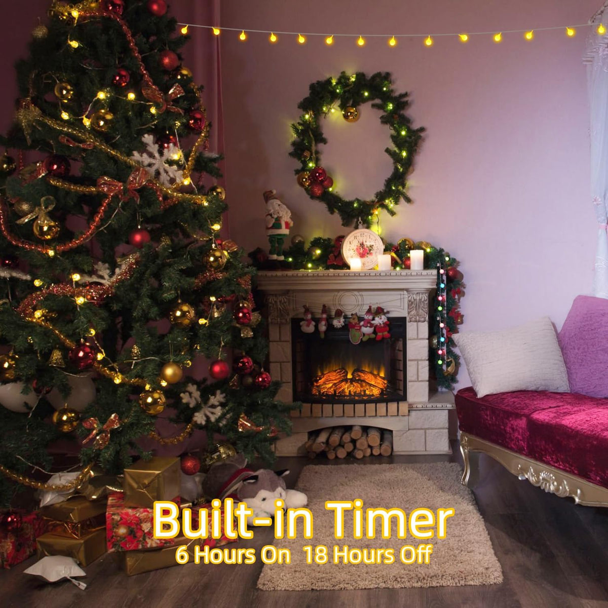 WUXYIYANG 120 LED String Lights 40ft, 8 Lighting Modes Plug in Fairy String Lights for Bedroom Classroom Patio Garden Wedding Party Christmas Tree Outdoor Indoor Decorations Warm White