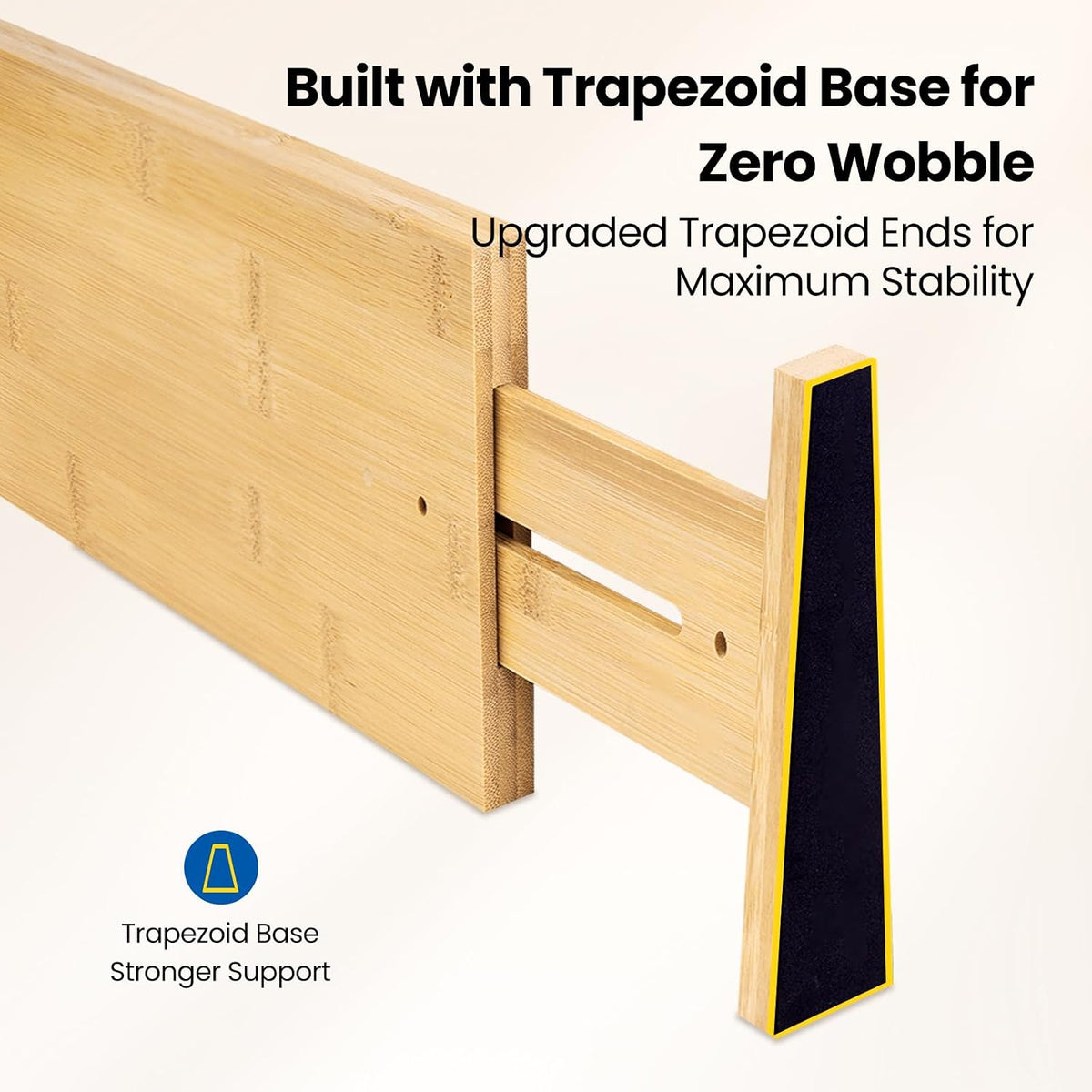 4 Pack 6" Deep Bamboo Drawer Dividers, 17-22" Expandable Kitchen Organizers