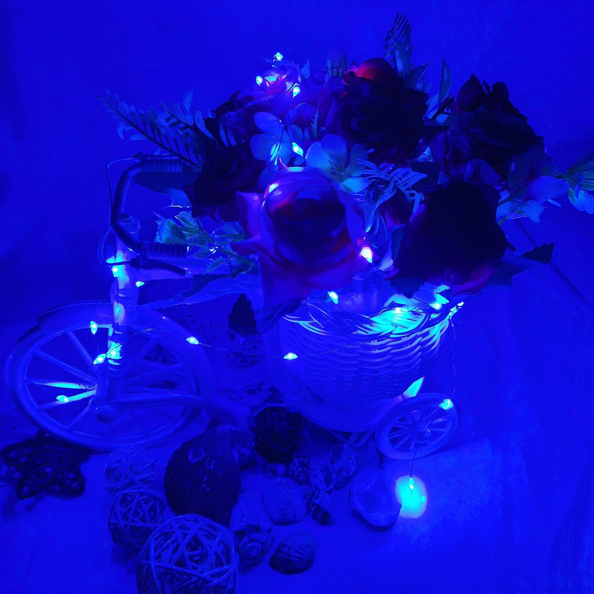 12 Pack 20 LEDs Fairy Lights Battery Operated String Lights - 7 ft Mini Silver Wire Firefly Starry Moon Lights for Mason Jars DIY Wedding Party Bedroom Christmas Decor (Blue)