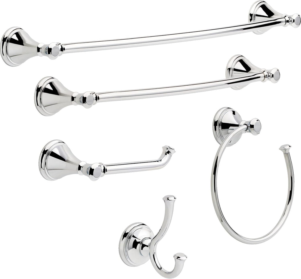 Delta Towel Rack | 24 Inch Polished Chrome Double Bar for Kitchen or Bathroom Towels | Cassidy Accessories