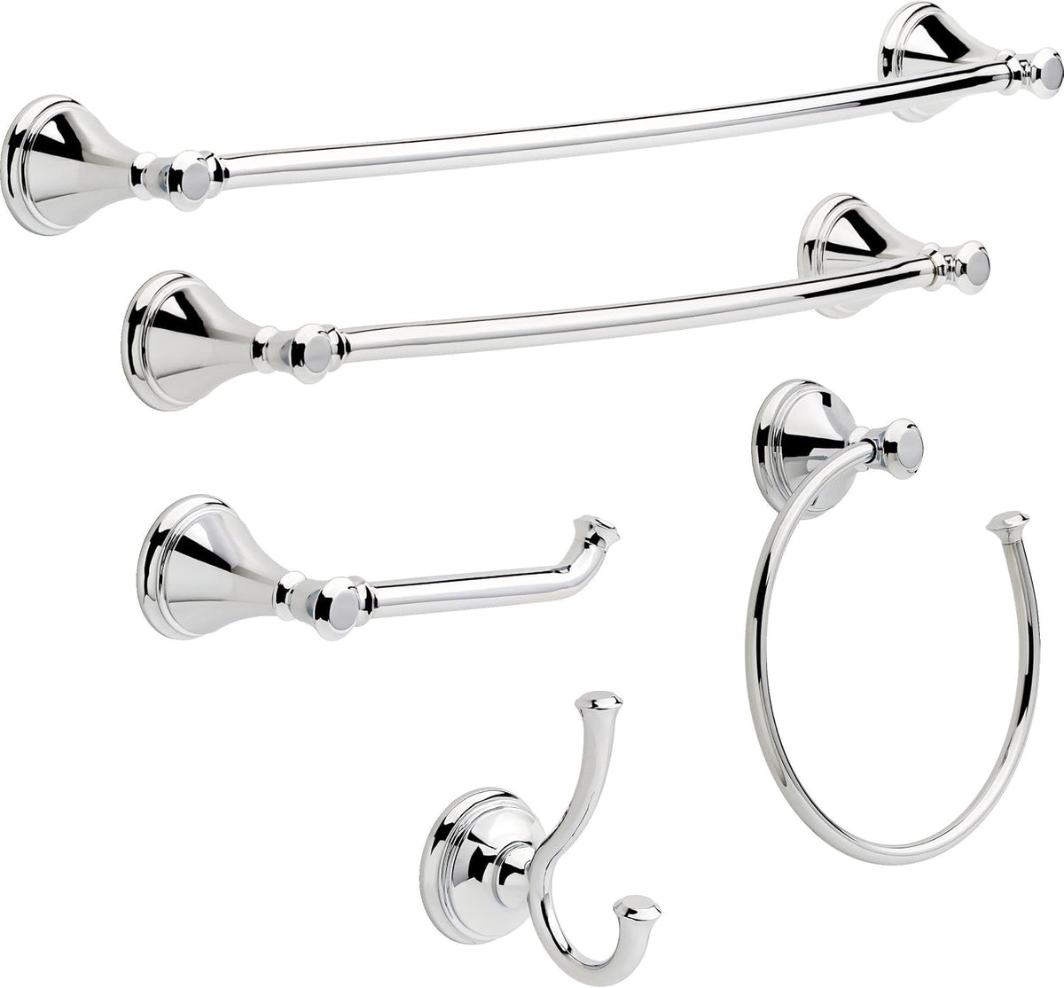 Delta Towel Rack | 24 Inch Polished Chrome Double Bar for Kitchen or Bathroom Towels | Cassidy Accessories