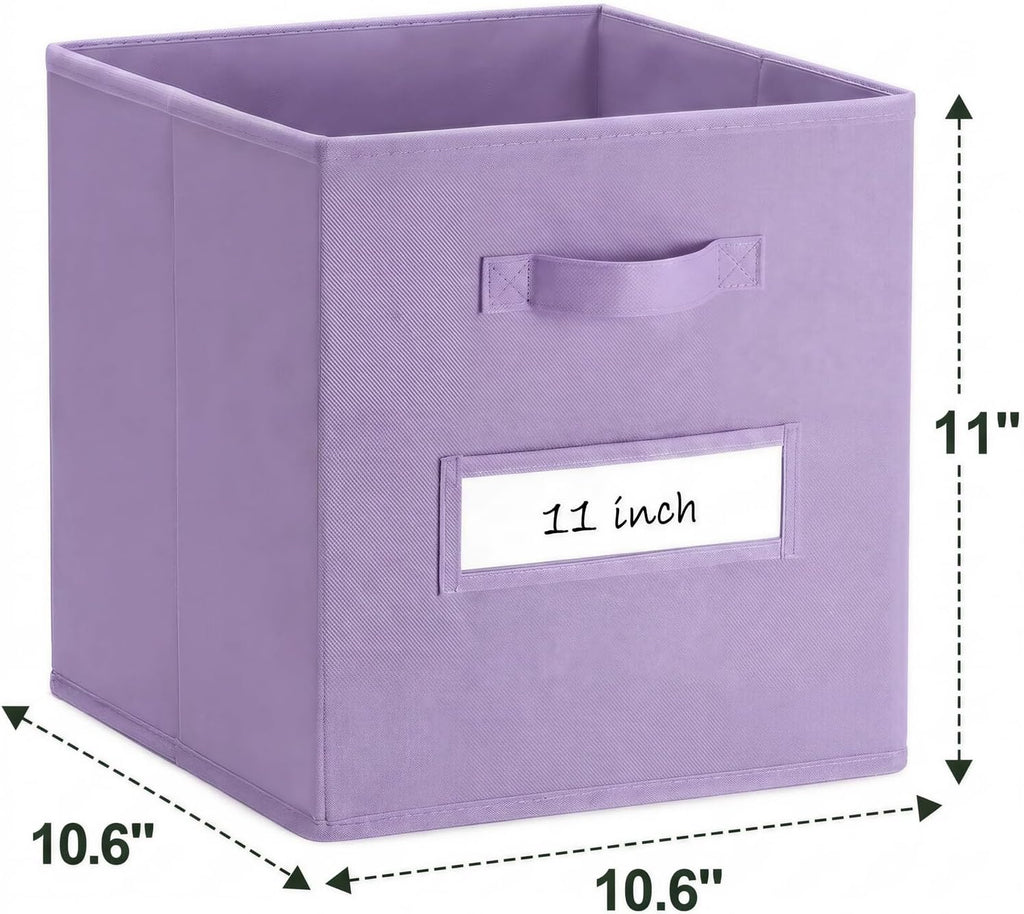 Storage Bins,11" Cube Storage Bin with Labels,10pcs,Purple