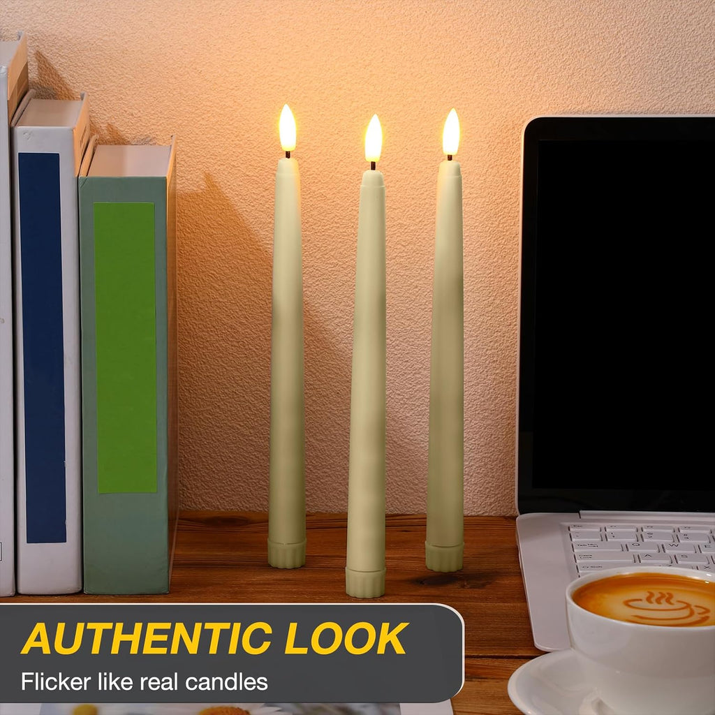 Reginary 48 Pcs Flameless Taper Candles with 4 Remote,Ivory,9.65 Inches