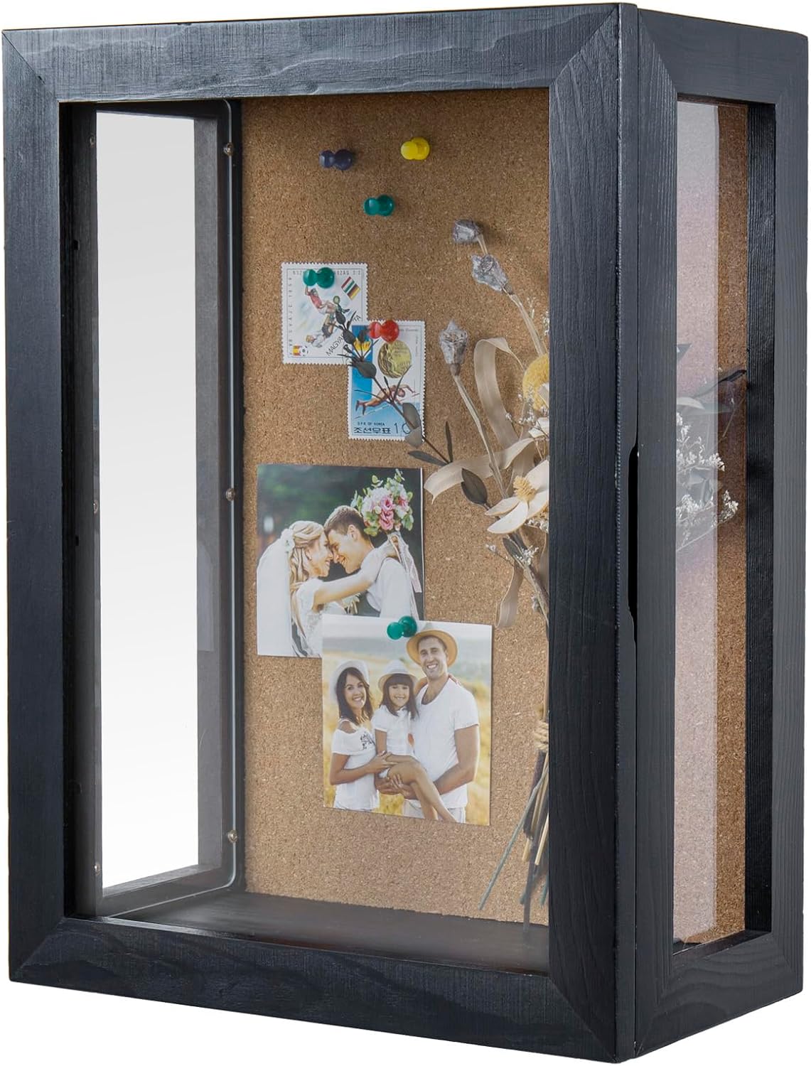MyGift Black Wood Wall Mounted Shadow Box, 11x15 Inch Enclosed Display Case
