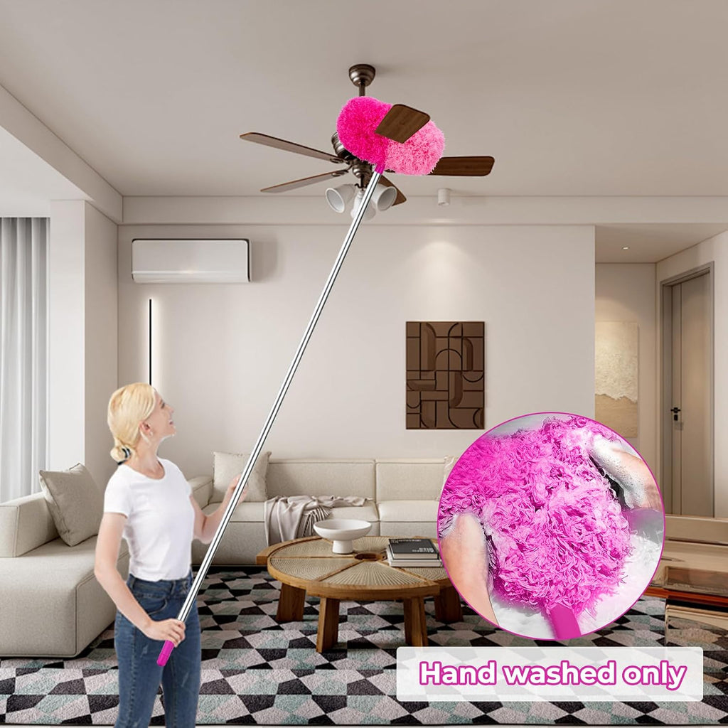 CALBEAU Pink Ceiling Fan Cleaner Duster, Ceiling Fan Duster Kit, 13PCS