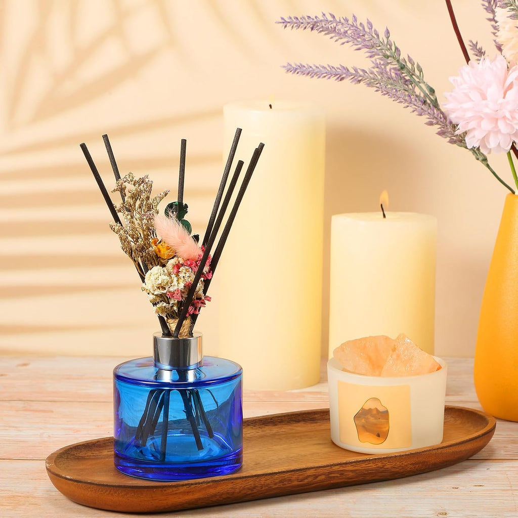 Rtteri 2 Sets Empty Reed Diffuser Bottles with Sticks, 5oz,Blue Color