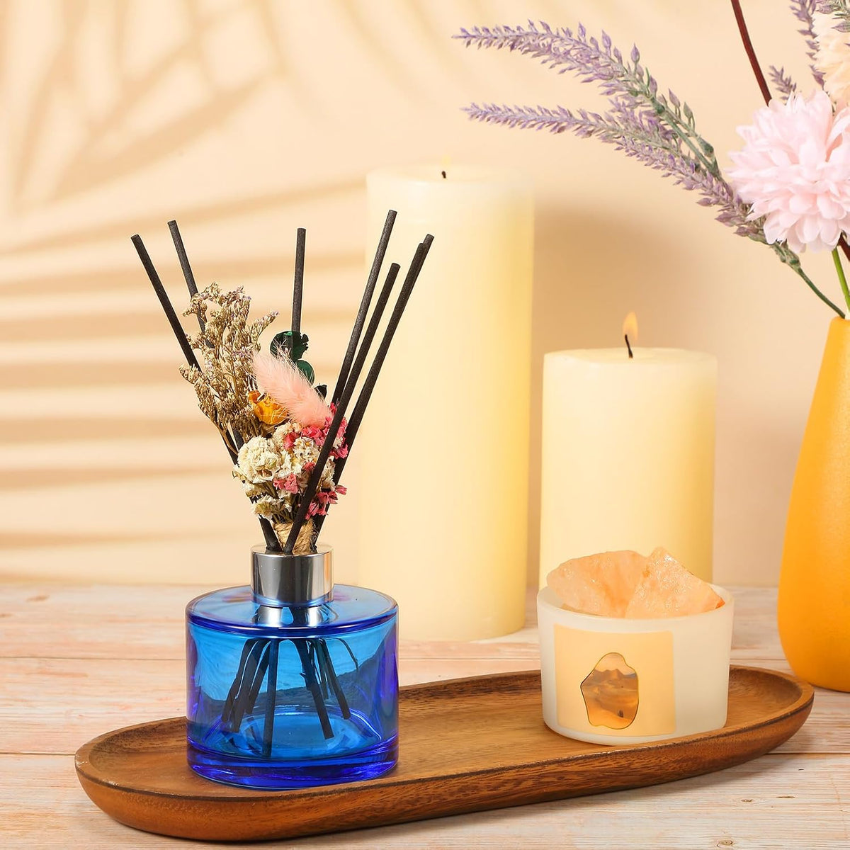 Rtteri 2 Sets Empty Reed Diffuser Bottles with Sticks, 5oz,Blue Color
