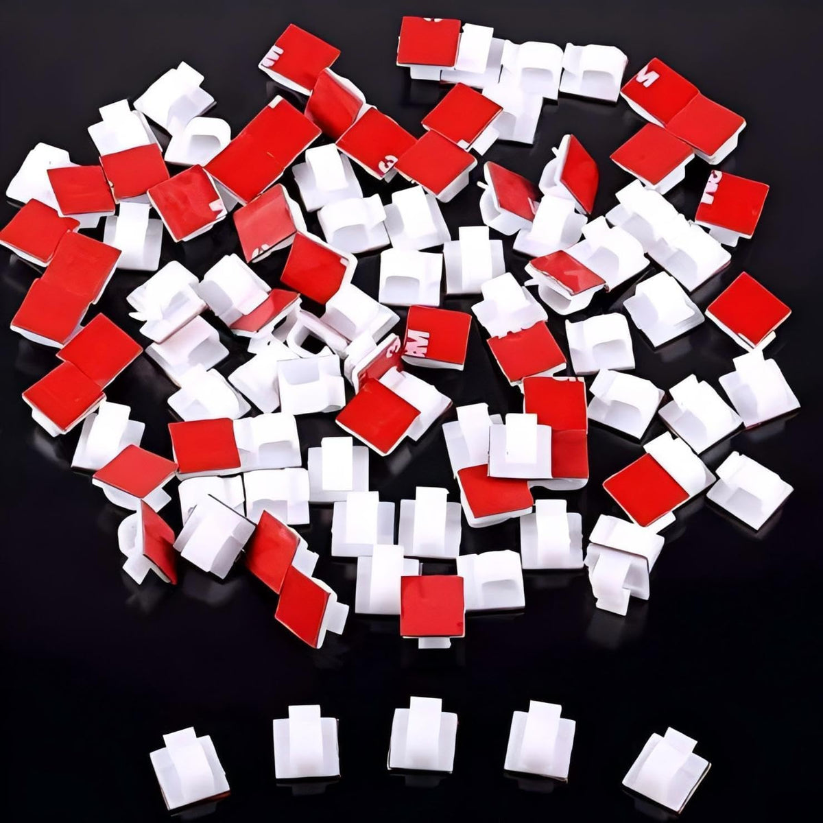 Elfcam® - 50PCS Adjustable Cable Clips, Adhesive Cable Organizer Cord Holder & Cable Straps for Fiber Optic Cables, Wire Cables and Slim Ethernet Cables Cat 6, Pack of 50, White (6mm-50PCS)