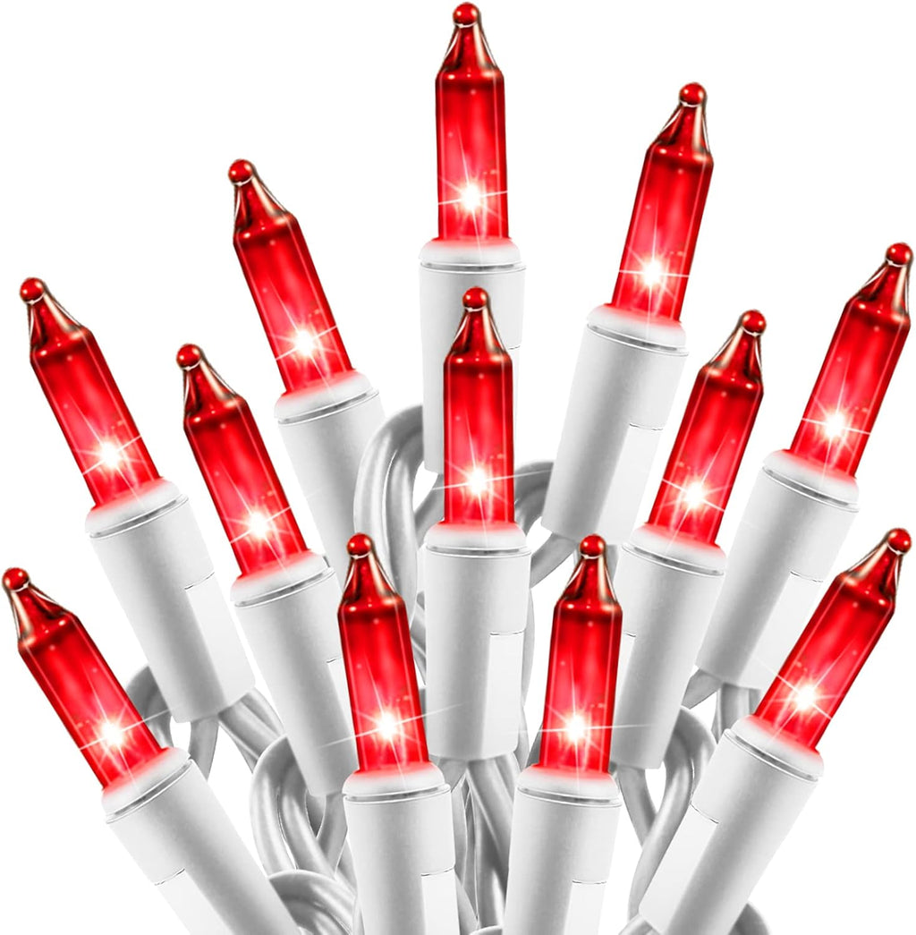 Minetom Clear Christmas Red String Lights 100 Count 20 Feet