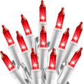 Minetom Clear Christmas Red String Lights 100 Count 20 Feet