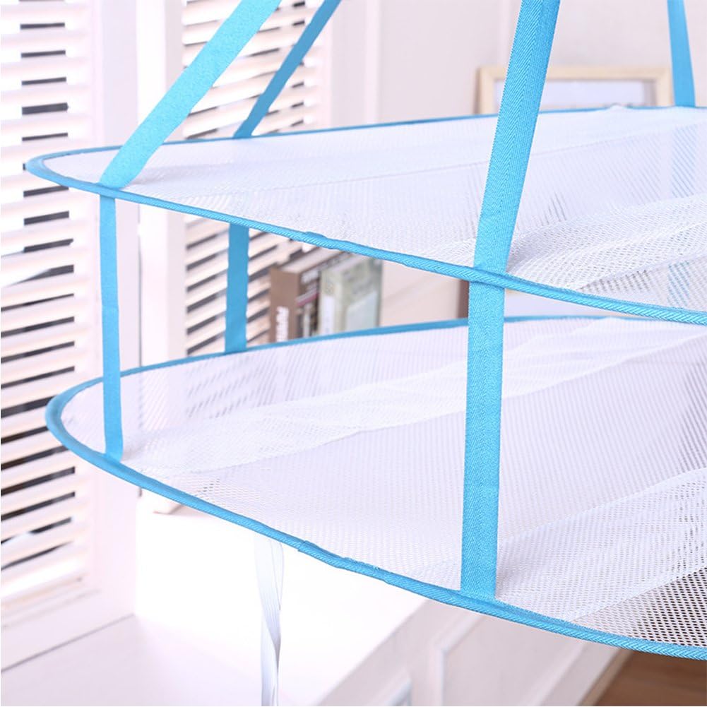 2 Tier Folded Mesh Clothes Hanging Dryer,Stackable Sweater Drying Rack