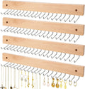 Necklace Holder Wall Mount 4 Pack, with 80 Hooks, Wooden, 36.5 x 3.6 cm