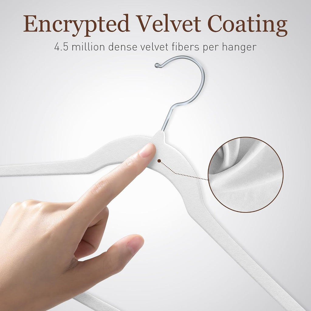 Velvet Hangers 50 Pack, 17.5" Non-Slip Clothes Hangers, White