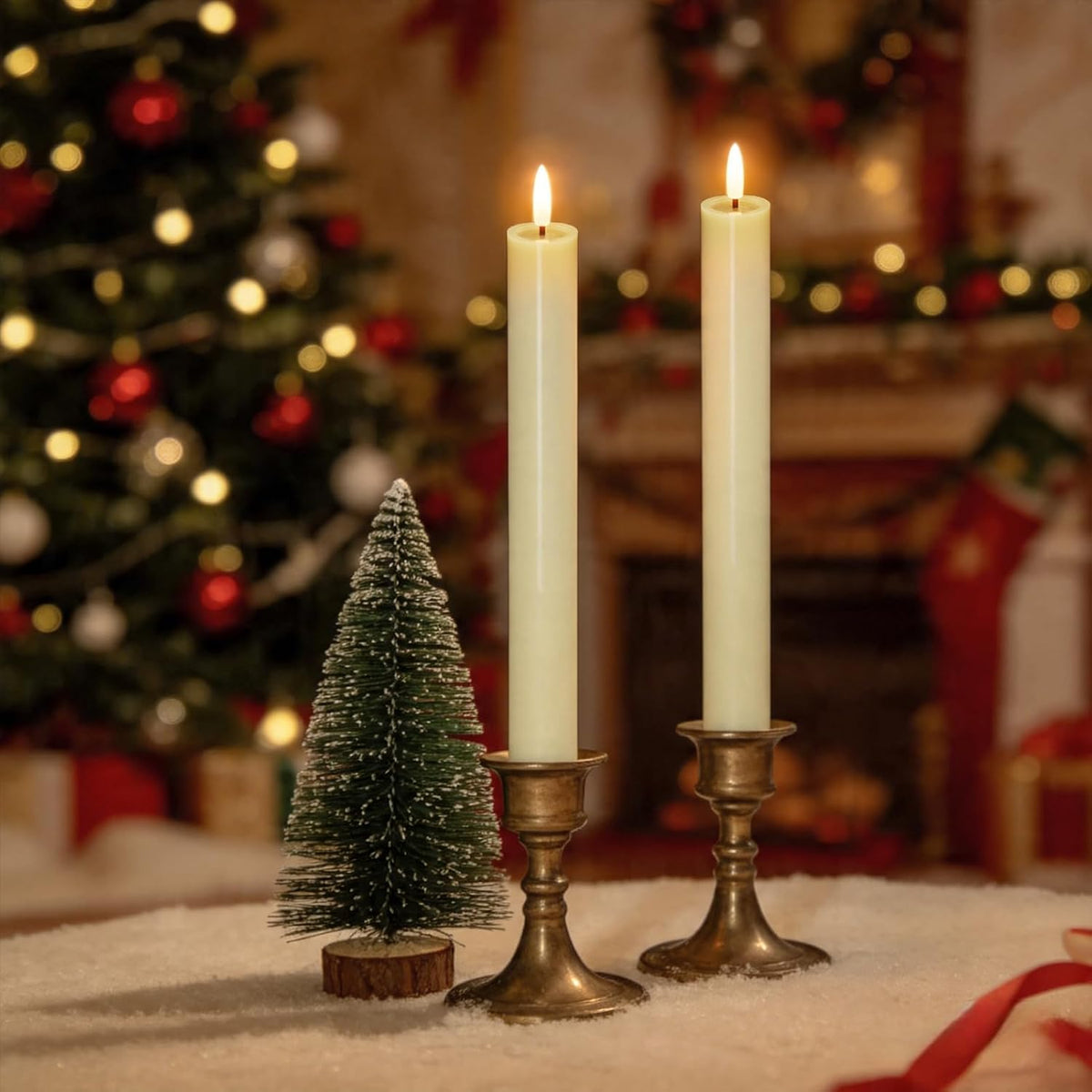 Large Flameless Taper Candles Battery Operated Remote and Timer