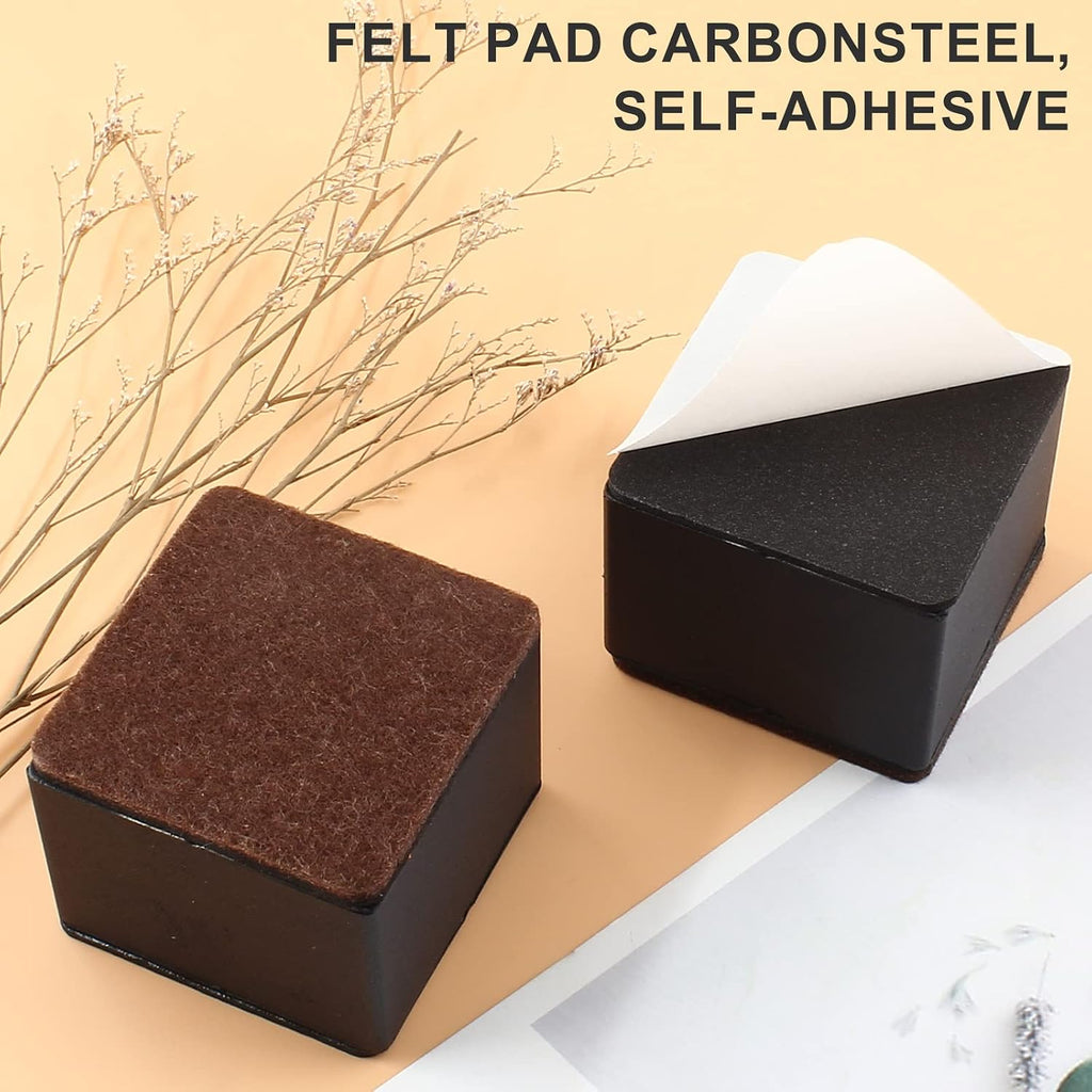 2 Inch 4Pack Black Self-Adhesive Square Bed Risers