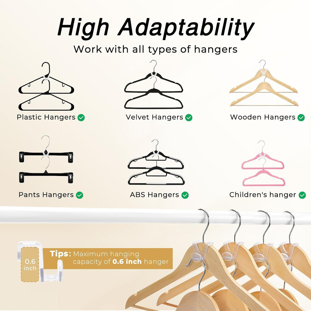 HOUSE DAY Closet Organizers and Storage, Dorm Room Essentials 60 Pack