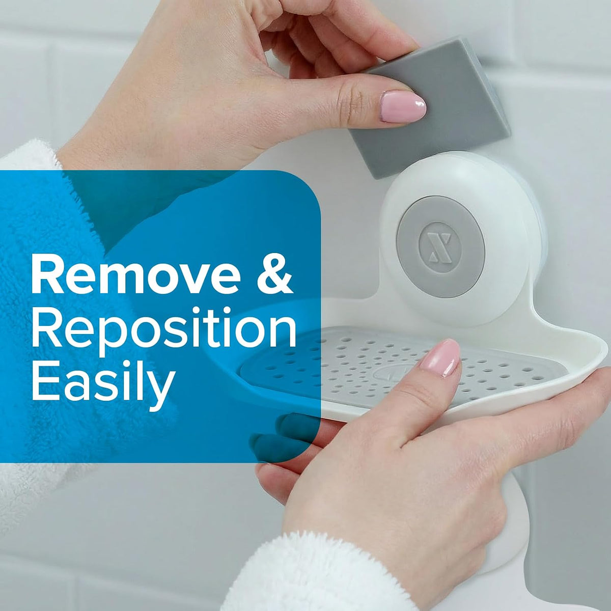 SlipX Solutions Strong Hold Suction Cup Double Tray Soap Dish for Shower