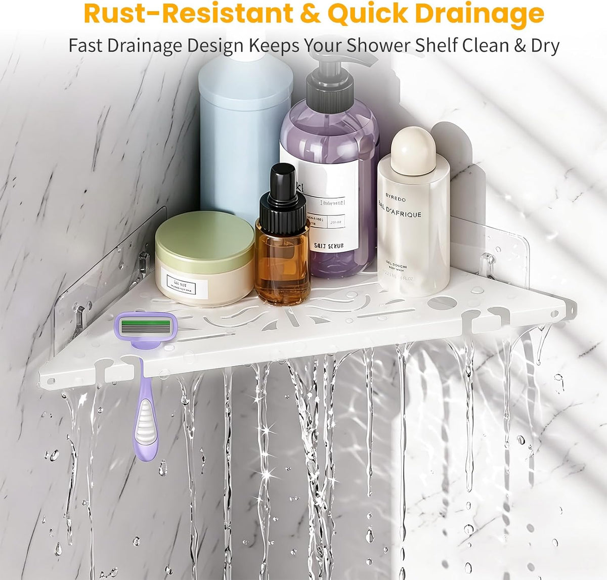 Corner Shower Caddy, 2 Pack Adhesive Shower Corner Organizer Shelf,No Drill