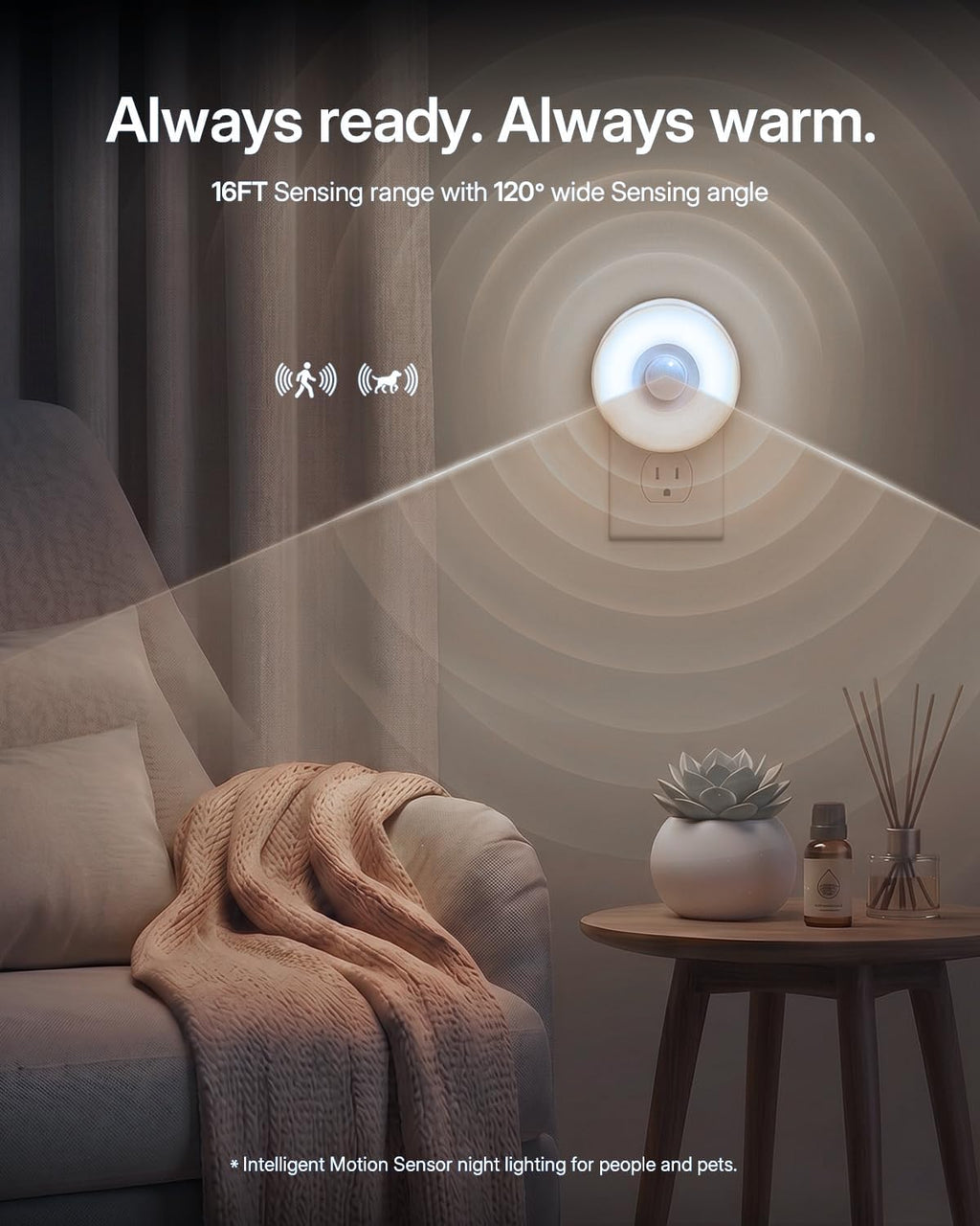 YELKO Motion Sensor Night Light - Plug-in 6000K Cool White Anti-Glare LED Nightlight, Ultra Bright Cozy Soft Glow Not Dazzling for Hallway, Stairs, Garage, Bedroom, Bathroom, Garage, Kitchen, 4 Pack