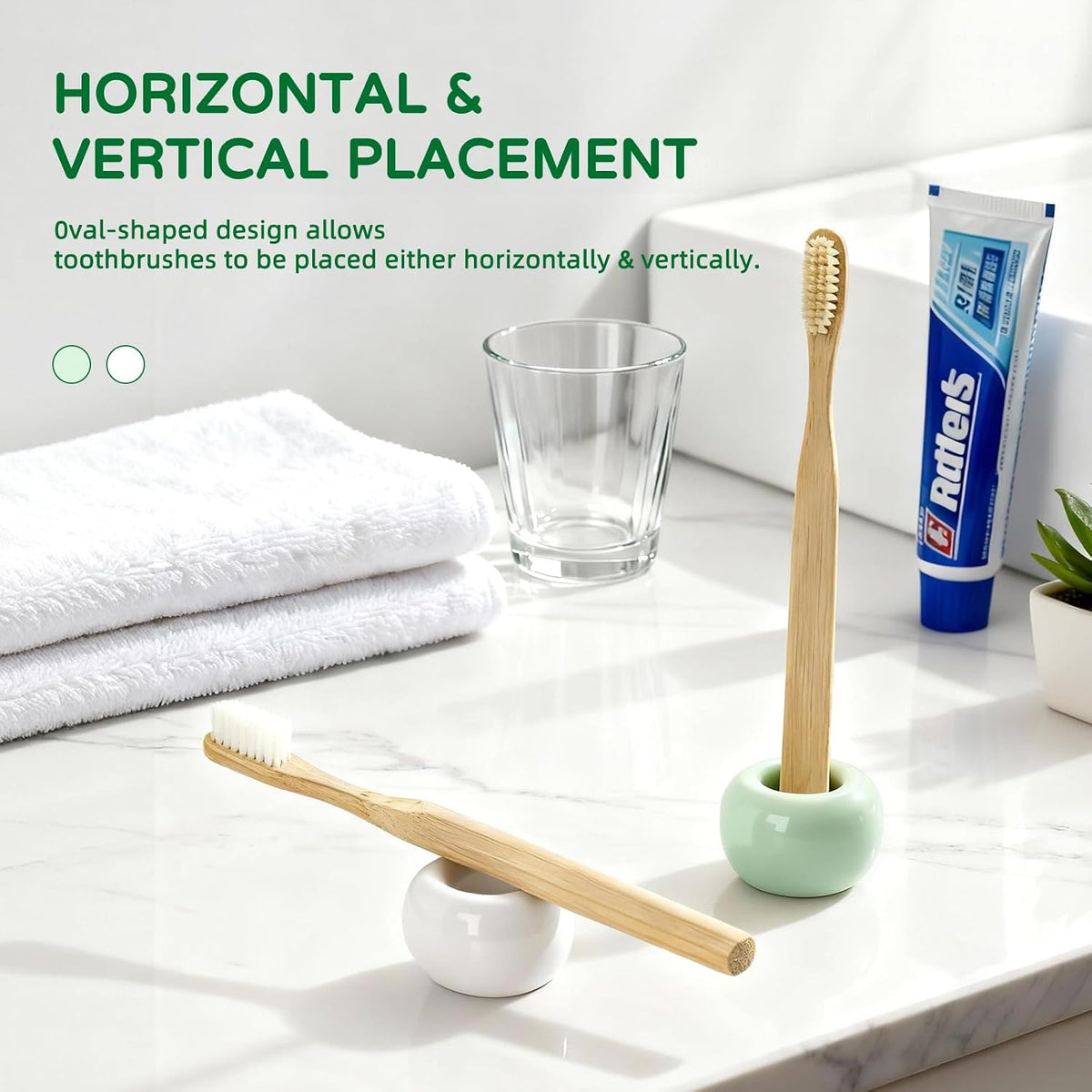2Pcs Ceramic Toothbrush Holders for Bathrooms Countertop Toothbrush Holder Single Mini Toothbrush Holder Pen Holder Razor Holder Bathroom Tooth Brush Holder Toothbrush Stand