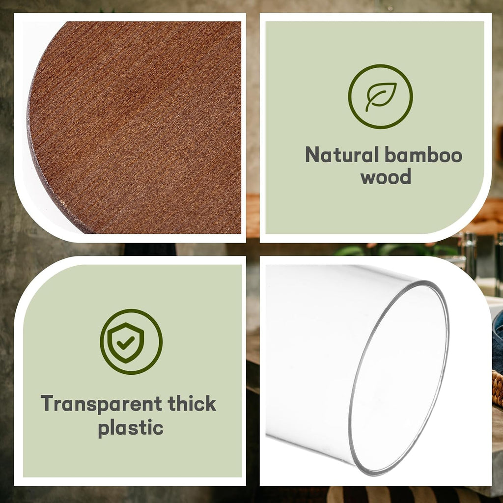 Yaomiao 6 Pack Bathroom Organizers, 10 oz Clear Jars with Lids, Dark Brown