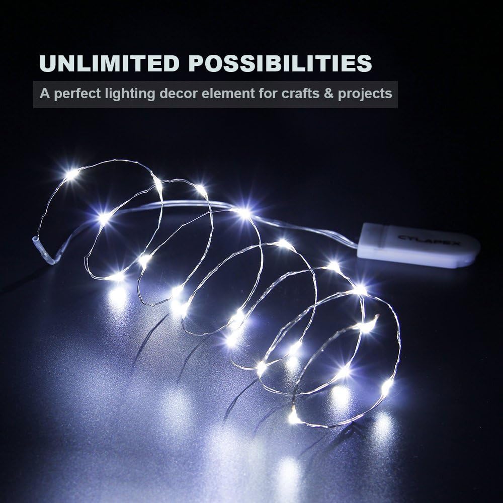 CYLAPEX 12 Pack Fairy Lights Battery Operated 7ft 20 LED Mini String Lights Silver Wire Firefly Starry Moon Lights for Wedding Mason Jars Party Christmas Centerpiece Table Decorations, Cool White