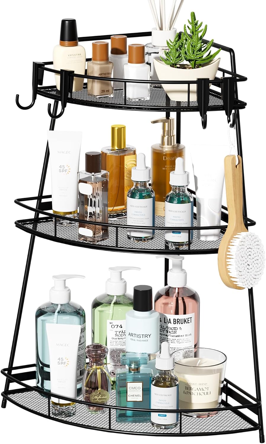 VITVITI 3 Tier Bathroom Counter Organizer Corner Vanity Shelf Storage Black