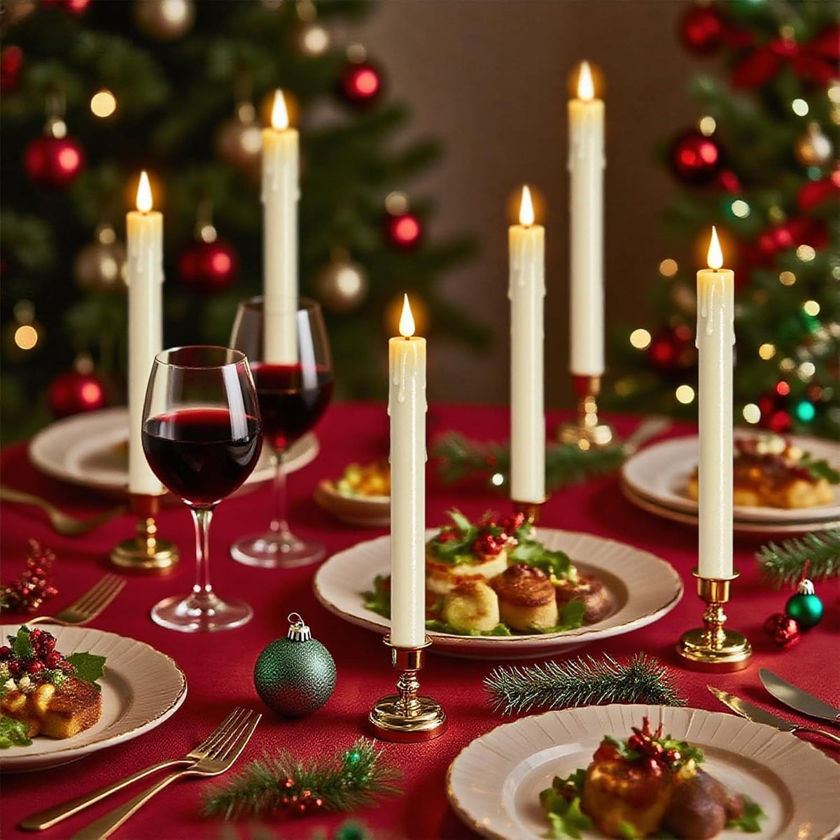 Eldnacele Ivory Christmas Flameless Window Candles with Remote and Timer
