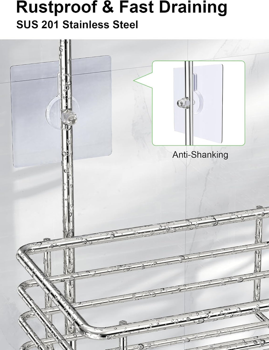 SMARTAKE Hanging Shower Head Caddy, Shower Shelf Organizer, Silver