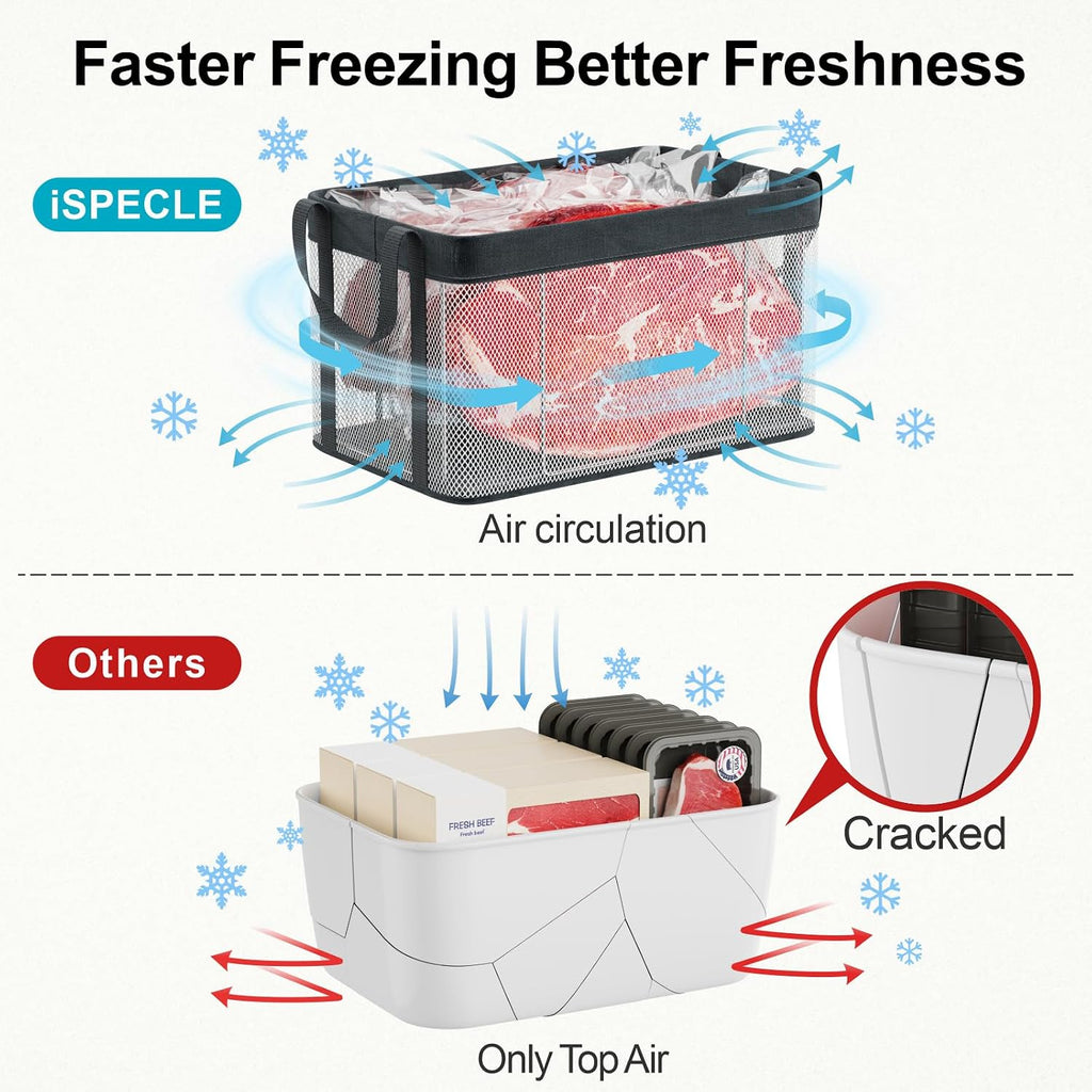 iSPECLE Chest Freezer Organizer - Large Baskets for 5-7 Cu.Ft, 3 Pack