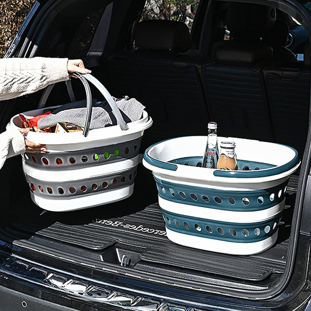 Compact Collapsible Laundry Basket, Small Pop-Up Hamper, Foldable, Gray