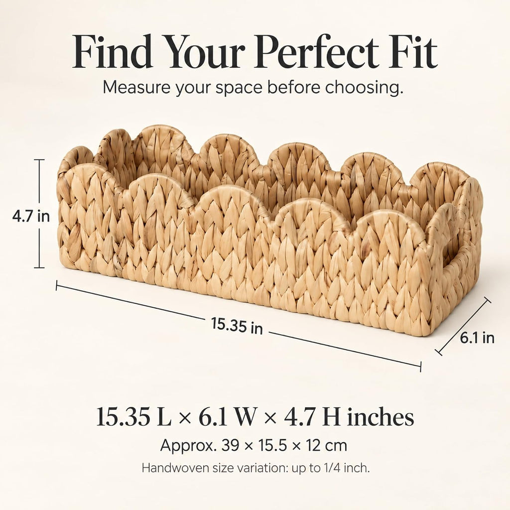 Toilet Paper Storage Basket, Scalloped Back of Toilet Basket