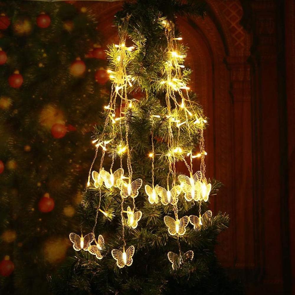 Lainin USB Powered 13FT 96 LED Curtain Lights 18 Butterflies Twinkle Lights 8 Modes Fairy Light Strip for Party Indoor Outdoor Room Garden Wedding Christmas Xmas Decor (Warm White)