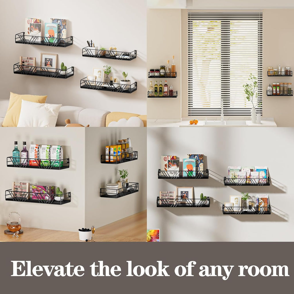 Amaoot Floating Shelves for Wall Set of 4, Wall Shelf Wood Floating Shelf