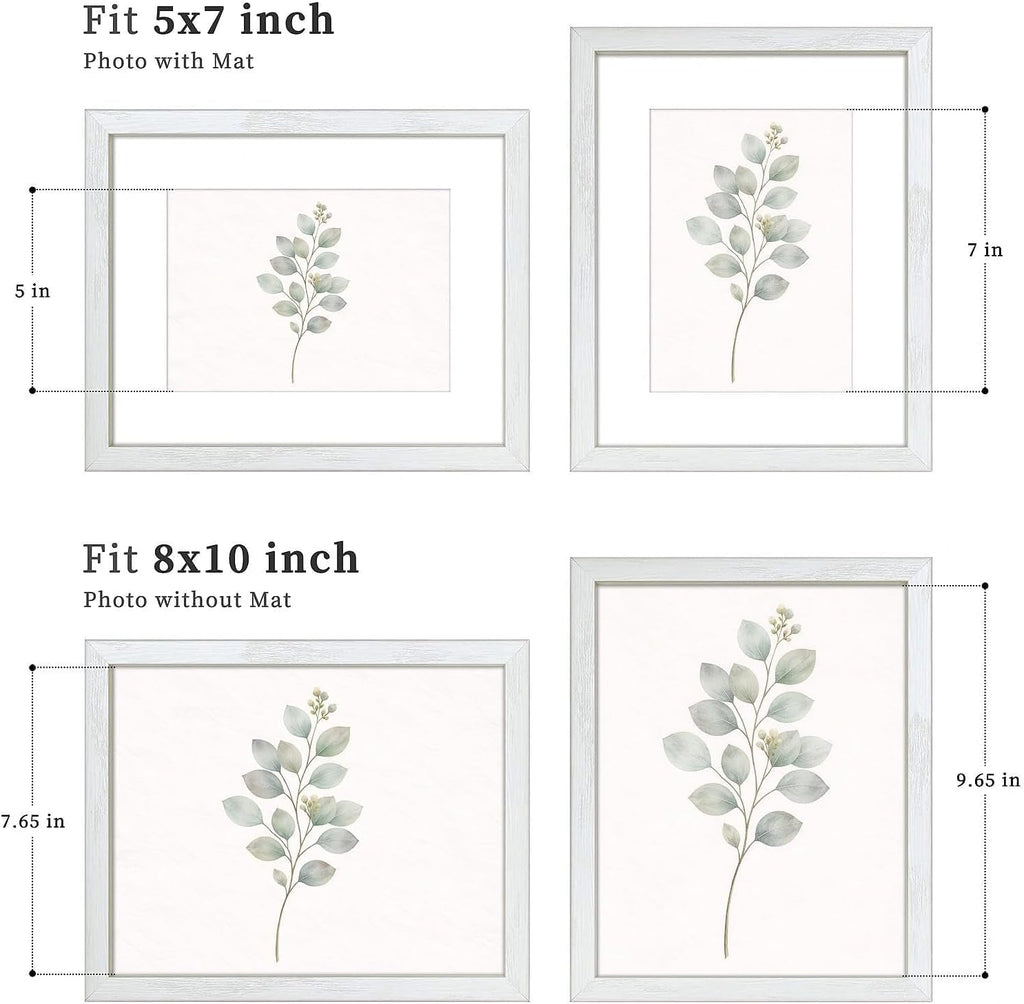 VIOLABBEY 8x10 Picture Frame Creamy White Set of 2, Shadow Bow